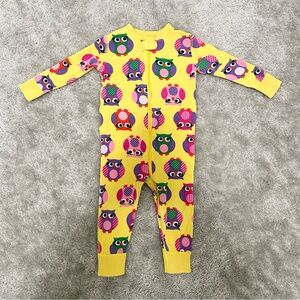 Hanna Andersson Yellow Owl Print 100% Organic Cotton HannaJams Sleeper 18-24 mo
